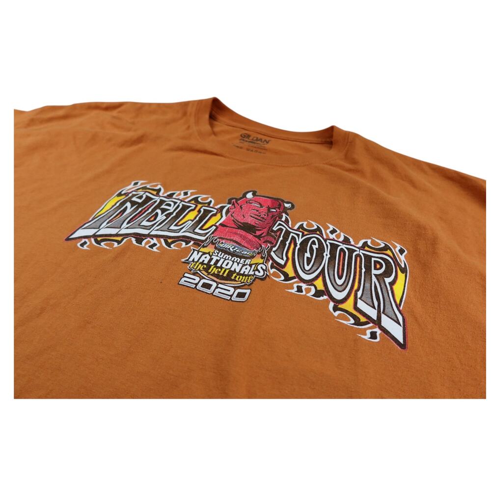 Hell Tour Devil Motorcycle‎ Orange Long Sleeve Shirt Men's 4XL